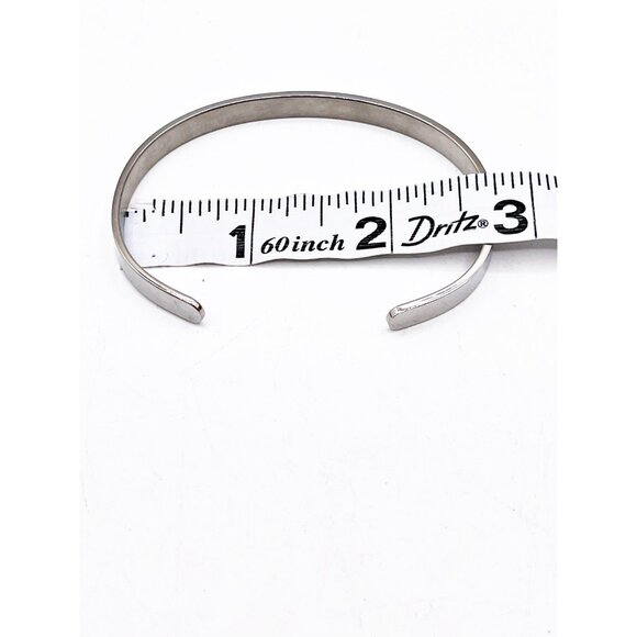 Laurent Cadieux Slim Silver Tone Cuff Bracelet Minimalist Unisex Open Bangle - Picture 7 of 9